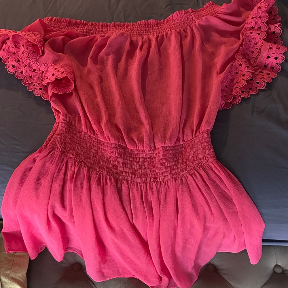 Ramy Brook Vibrant Pink Off-Shoulder Mini Dress